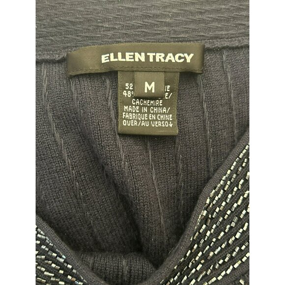 Ellen Tracy Womens Black Silk Cashmere Blend Beaded Tank Top Medium Quiet Luxury - Picture 6 of 7